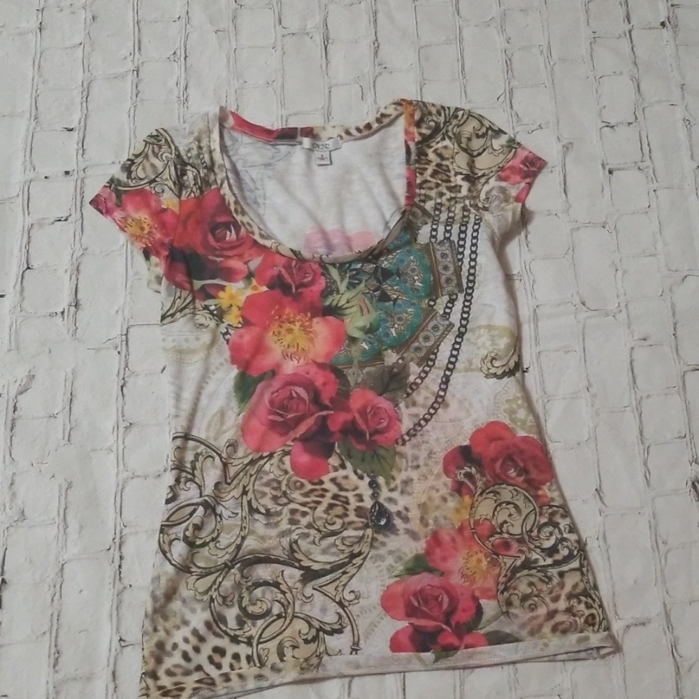 Cache Top leopard chain rose print small
